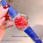 Perfect Replica Cartier  Ballon Bleu de 36mm Quartz Watch Blue Leather Strap